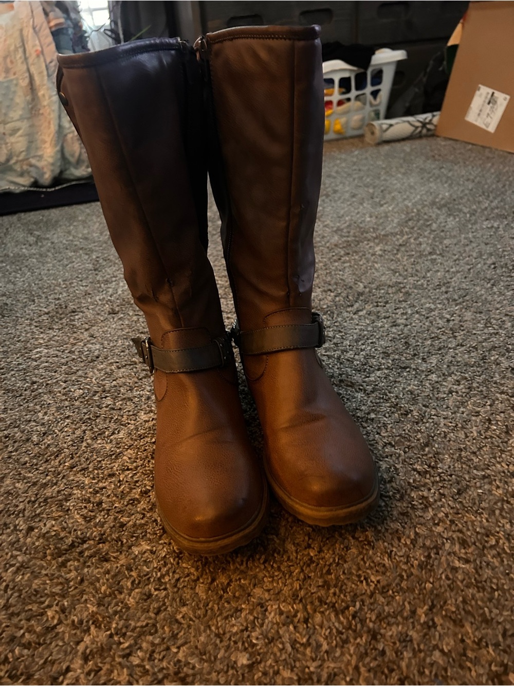 Muk Luks Brown Tall Buckle Heeled Women's Boots